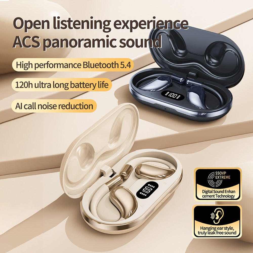 Wireless Earhook Sports Headphones Open-Ear Bluetooth 5.4 Sweat-Resistant Earphones (Beige) V462-MD-179-02
