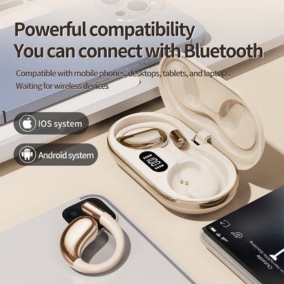 Wireless Earhook Sports Headphones Open-Ear Bluetooth 5.4 Sweat-Resistant Earphones (Beige) V462-MD-179-02