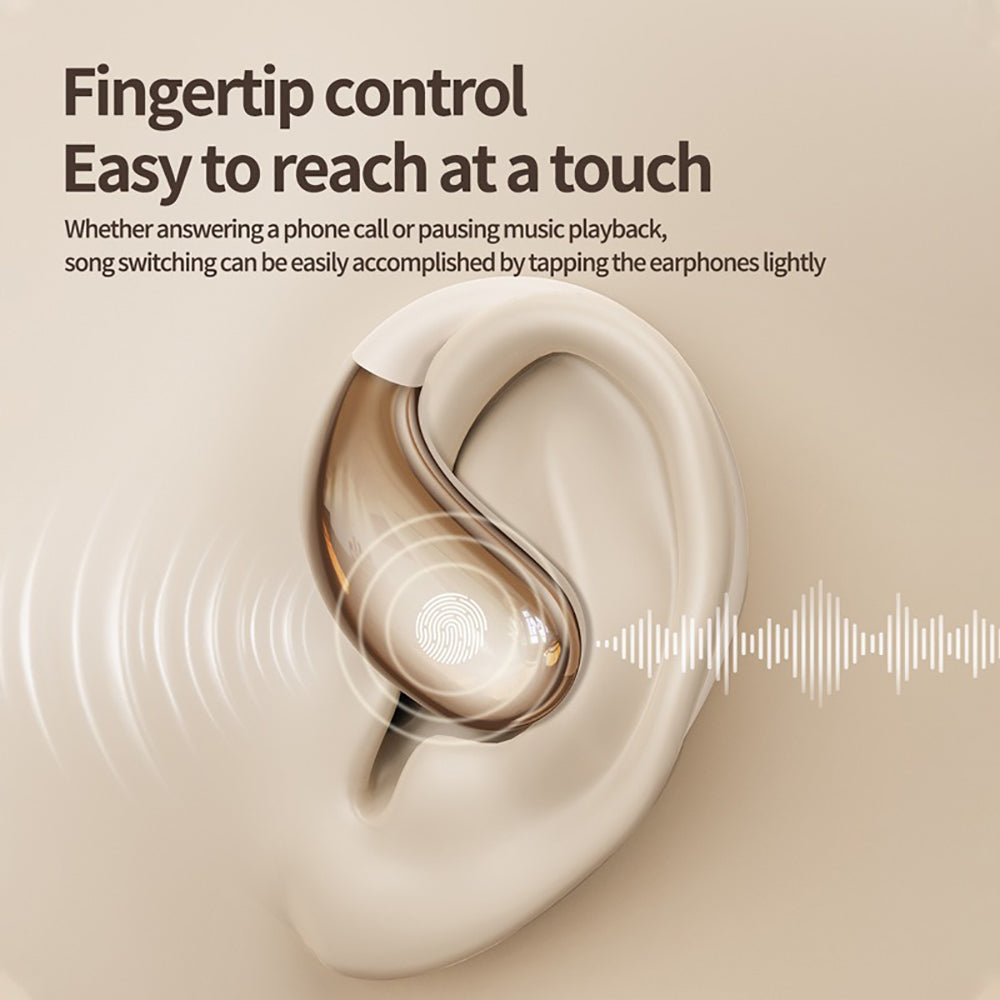 Wireless Earhook Sports Headphones Open-Ear Bluetooth 5.4 Sweat-Resistant Earphones (Beige) V462-MD-179-02