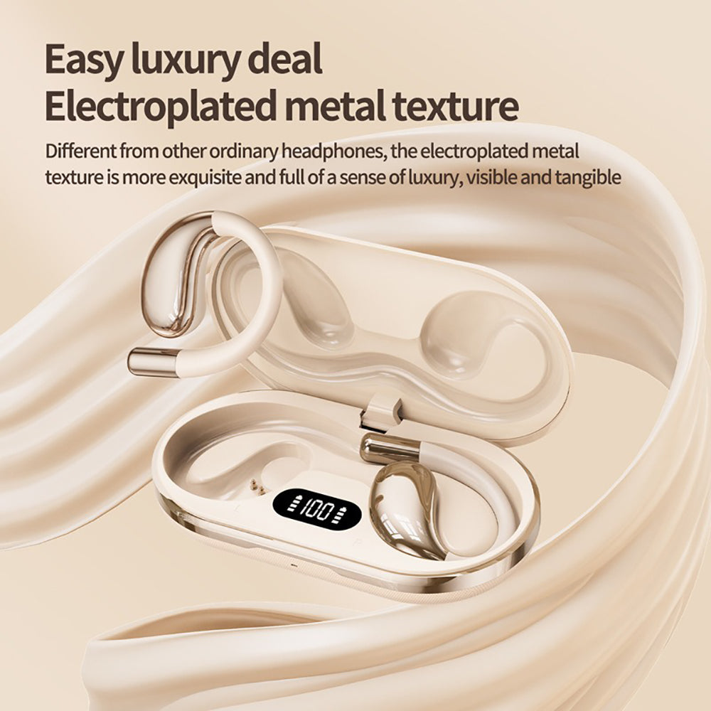 Wireless Earhook Sports Headphones Open-Ear Bluetooth 5.4 Sweat-Resistant Earphones (Beige)