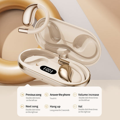 Wireless Earhook Sports Headphones Open-Ear Bluetooth 5.4 Sweat-Resistant Earphones (Beige) V462-MD-179-02