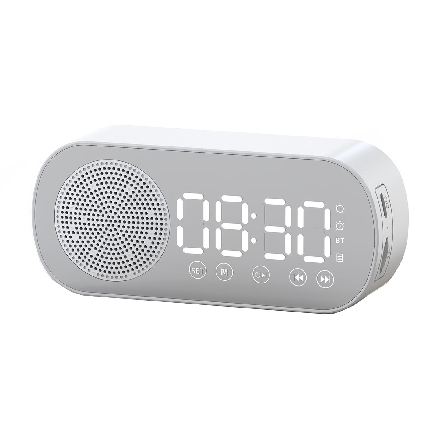 Wireless Bluetooth Speaker Alarm Clock Music Radio Player Timer Hands-Free Calling (White) V462-MD-180-02