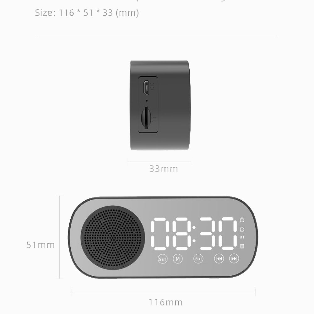 Wireless Bluetooth Speaker Alarm Clock Music Radio Player Timer Hands-Free Calling (White) V462-MD-180-02