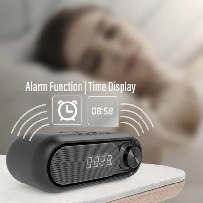 Bluetooth Speaker with 15W Wireless Charger Digital Alarm Clocks FM Radio Music Player (Grey) V462-MD-181-01