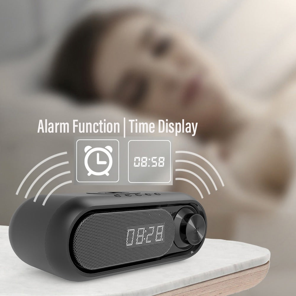 Bluetooth Speaker with 15W Wireless Charger Digital Alarm Clocks FM Radio Music Player (White) V462-MD-181-02