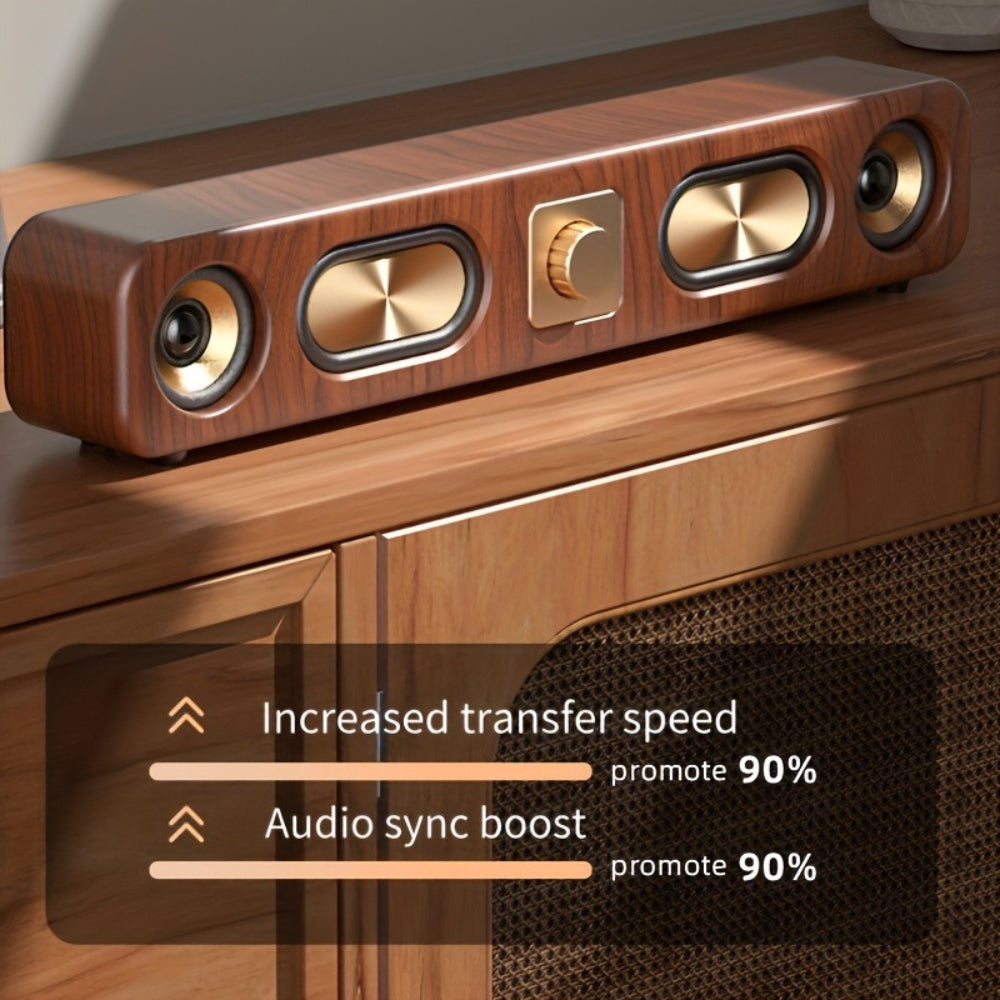 Retro Wood Grain Wireless Bluetooth Speaker Soundbar Deep Bass USB/TF/AUX Inputs V462-MD-182-01