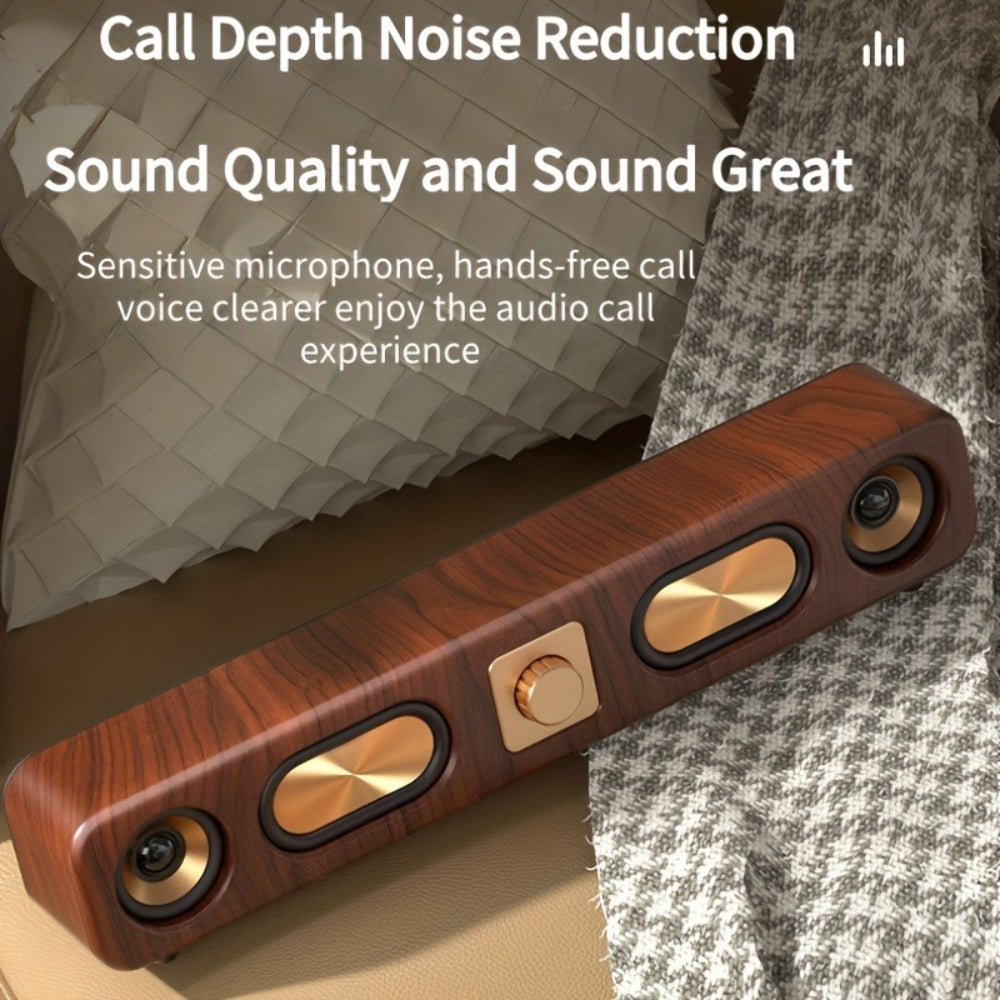 Retro Wood Grain Wireless Bluetooth Speaker Soundbar Deep Bass USB/TF/AUX Inputs V462-MD-182-01