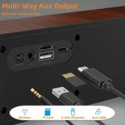 Retro Wood Grain Wireless Bluetooth Speaker Soundbar Deep Bass USB/TF/AUX Inputs V462-MD-182-01