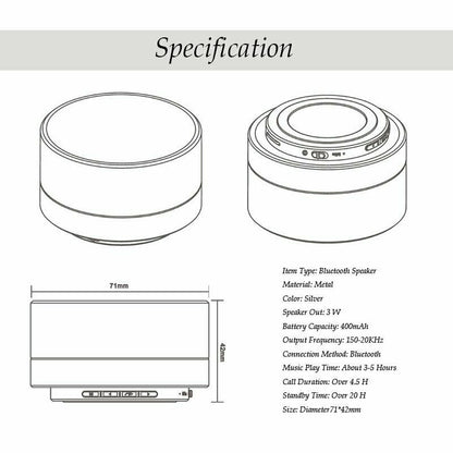 Bluetooth Speakers Portable Wireless Speaker Music Stereo Handsfree Rechargeable (Silver) V462-MD-98-02
