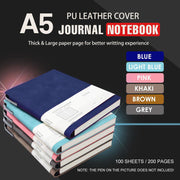 A5 200 Pages Fashion Glued PU Leather Cover Journal Travel Notebook Travellers Diary(Blue) V462-P-17-01