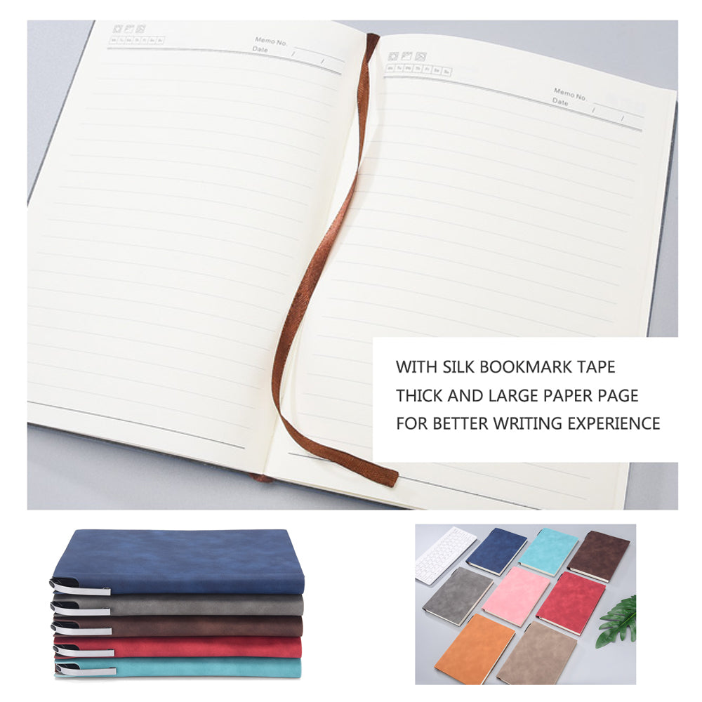 A5 200 Pages Fashion Glued PU Leather Cover Journal Travel Notebook Travellers Diary(Blue) V462-P-17-01