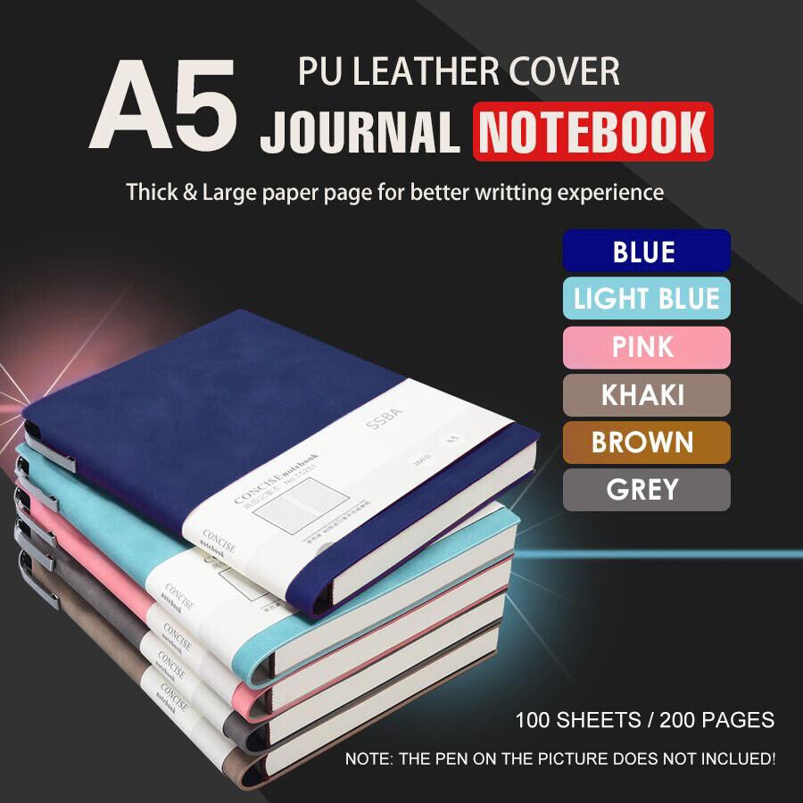 A5 200 Pages Fashion Glued PU Leather Cover Journal Travel Notebook Travellers Diary(Khaki) V462-P-17-04