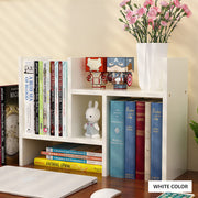 Resize-able Thick Wood Desktop Bookshelf Display Rack Unit(White) V462-SP-54-01