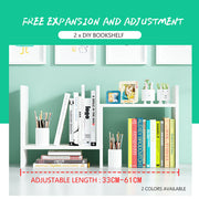 Resize-able Thick Wood Desktop Bookshelf Display Rack Unit(White) V462-SP-54-01