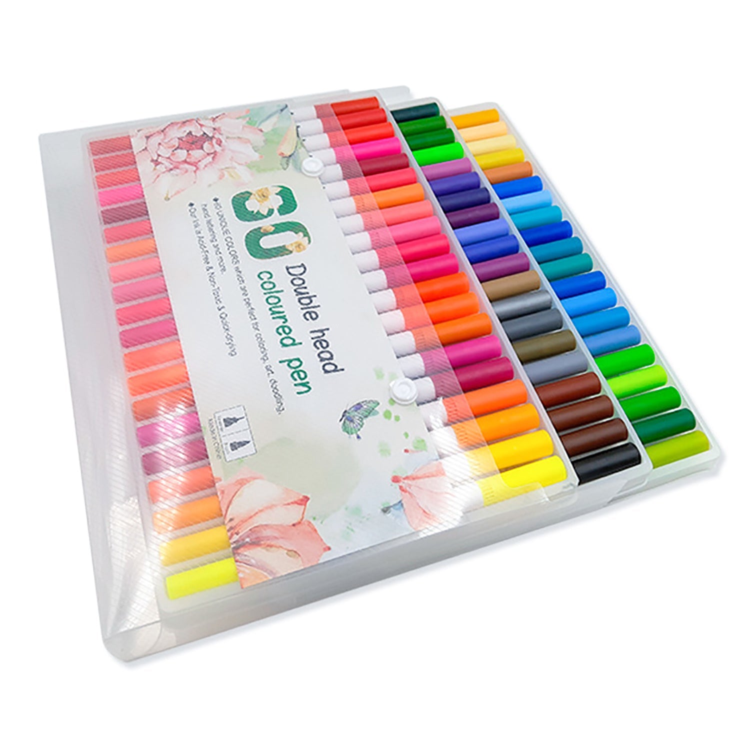 60 Unique Colors Double Head Acid- Free Non-Toxic Coloured Pens V462-SP-69-01