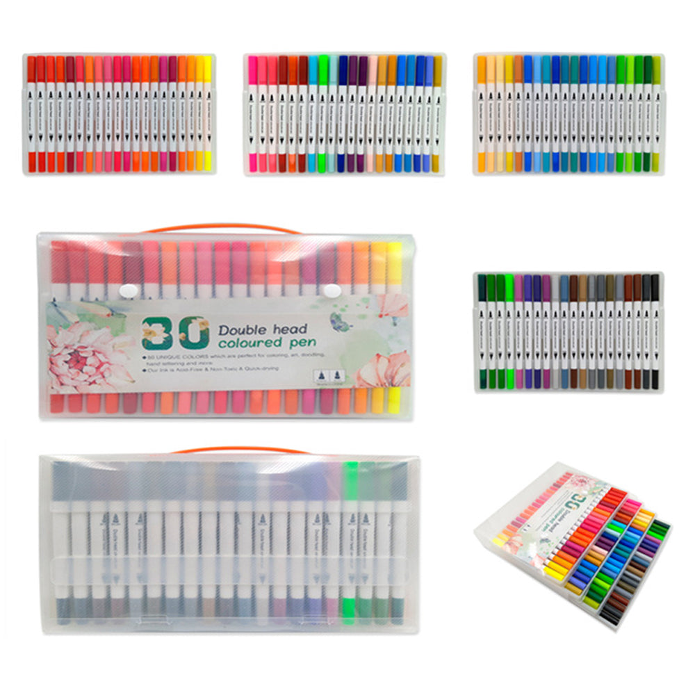 60 Unique Colors Double Head Acid- Free Non-Toxic Coloured Pens V462-SP-69-01