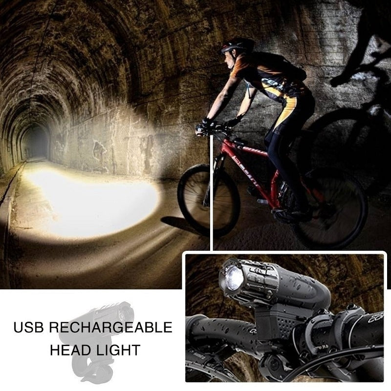 Rechargeable LED Bicycle Light USB Waterproof Cycle Headlight-Taillight Combinations V462-T-01-01