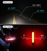 Rechargeable LED Bicycle Light USB Waterproof Cycle Headlight-Taillight Combinations V462-T-01-01