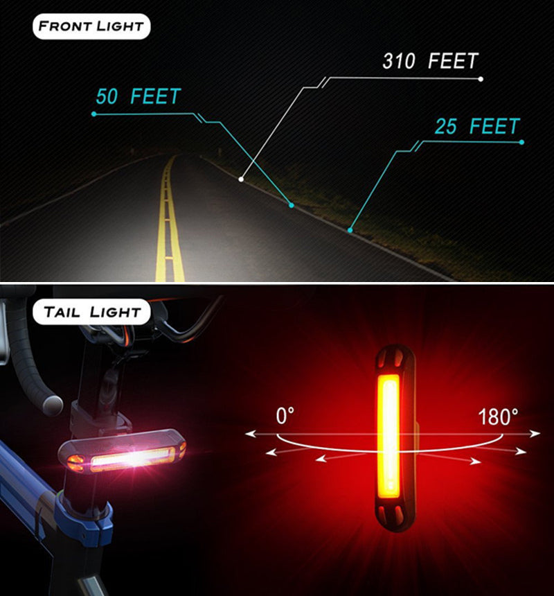Rechargeable LED Bicycle Light USB Waterproof Cycle Headlight-Taillight Combinations V462-T-01-01