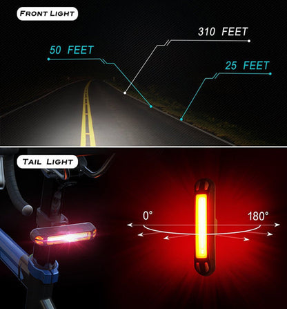 Rechargeable LED Bicycle Light USB Waterproof Cycle Headlight-Taillight Combinations V462-T-01-01