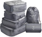 6 Pcs Waterproof Compression Packing Cubes Large Travel Luggage Organizer Storage (Grey) V462-T-17-01