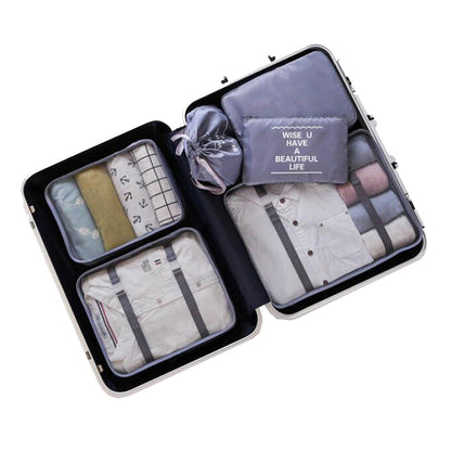 6 Pcs Waterproof Compression Packing Cubes Large Travel Luggage Organizer Storage (Grey) V462-T-17-01