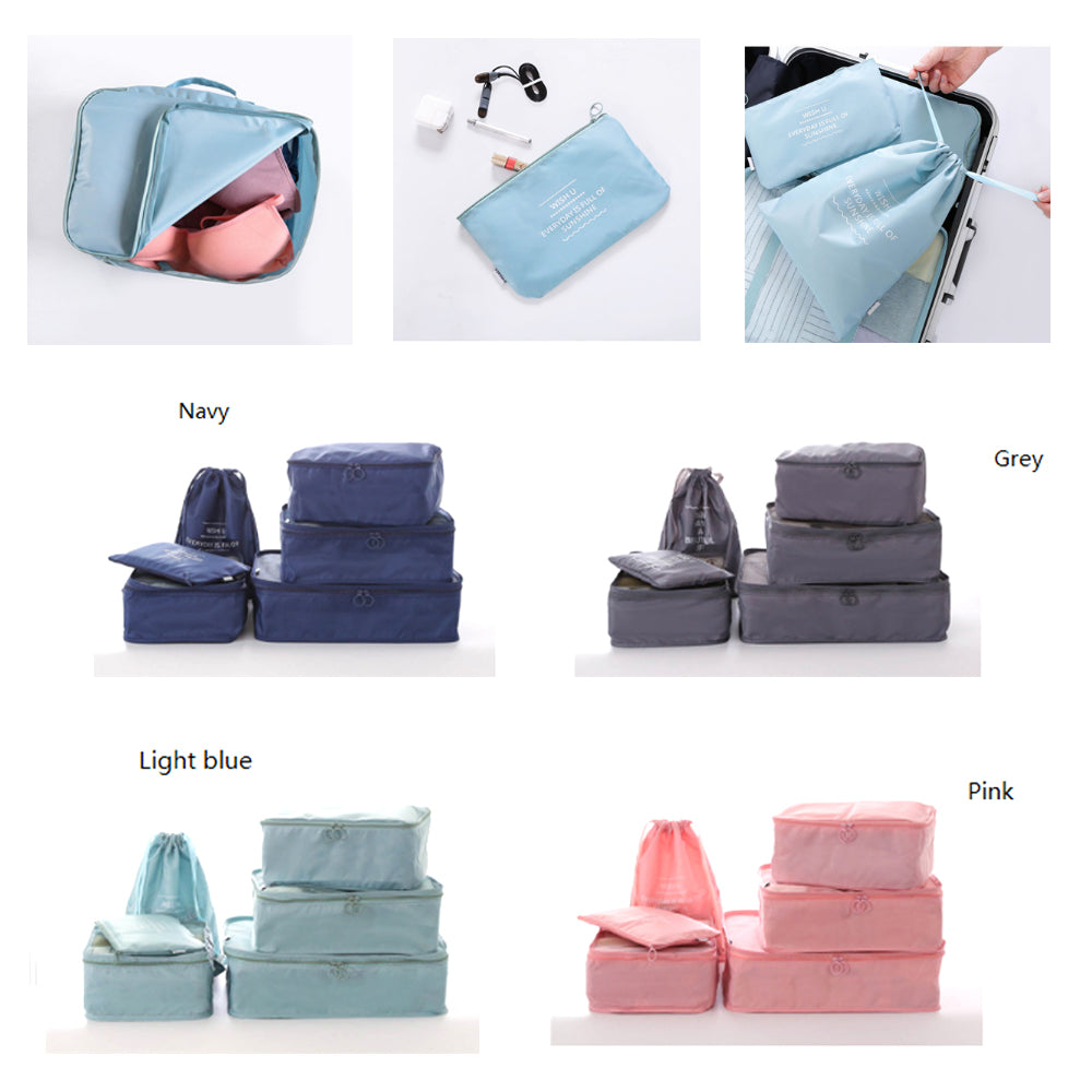 6 Pcs Waterproof Compression Packing Cubes Large Travel Luggage Organizer Storage (Pink) V462-T-17-03