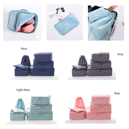 6 Pcs Waterproof Compression Packing Cubes Large Travel Luggage Organizer Storage (Light Blue) V462-T-17-04