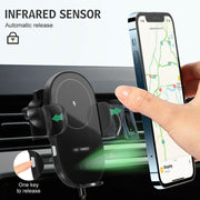 Automatic Clamping 15W Wireless Car Fast Charger Mount 2in1 Car Phone Holder V462-TA-100-01