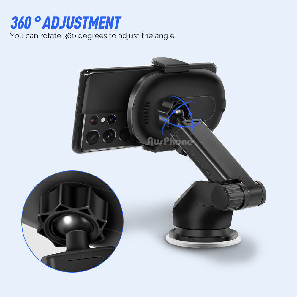 Automatic Clamping 15W Wireless Car Fast Charger Mount 2in1 Car Phone Holder V462-TA-100-01