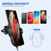 Automatic Clamping 15W Wireless Car Fast Charger Mount 2in1 Car Phone Holder V462-TA-100-01
