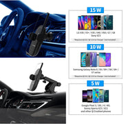 Automatic Clamping 15W Wireless Car Fast Charger Mount 2in1 Car Phone Holder V462-TA-100-01