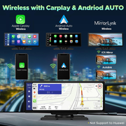 10.26" Wireless Apple Android Carplay Dual Dash Cam Front Rear Camera with 64G Card V462-TA-102-01