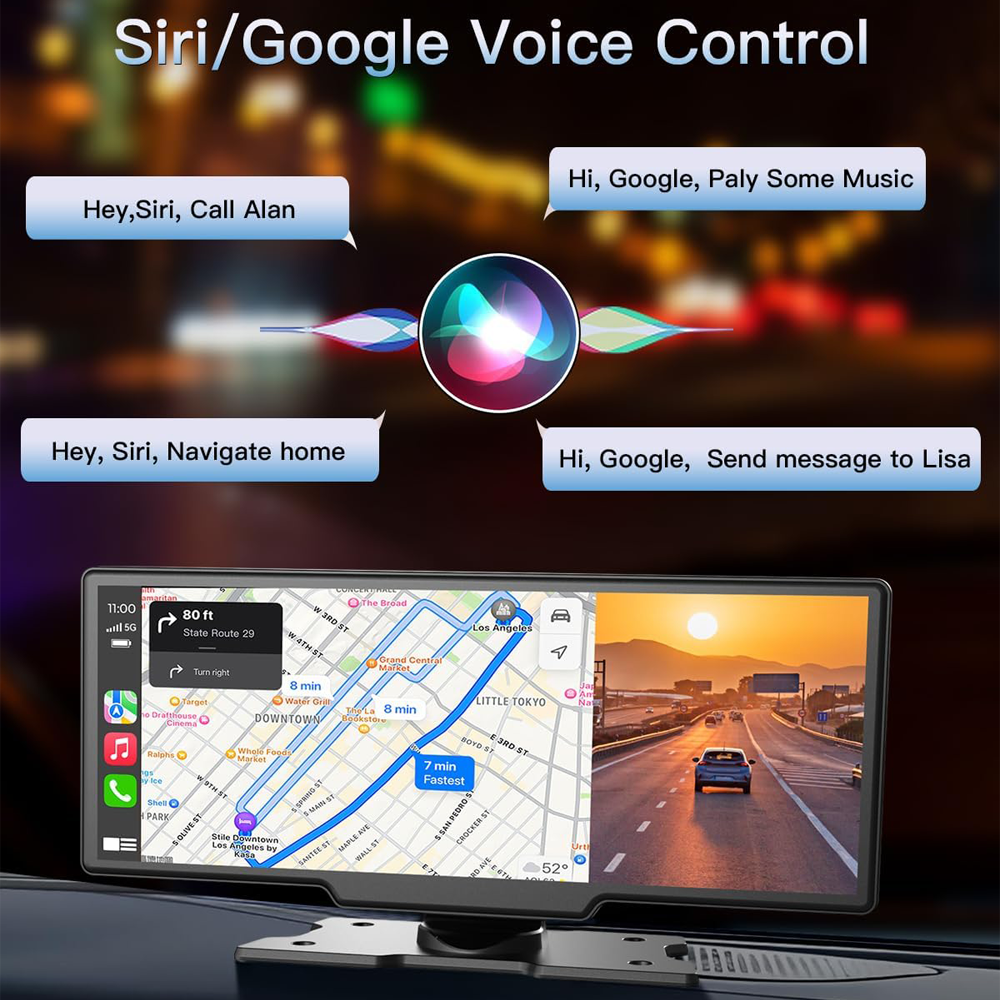 10.26" Wireless Apple Android Carplay Dual Dash Cam Front Rear Camera with 64G Card V462-TA-102-01