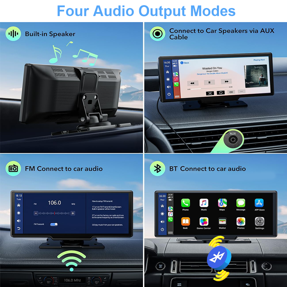 10.26" Wireless Apple Android Carplay Dual Dash Cam Front Rear Camera with 64G Card V462-TA-102-01