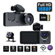 3 Channel Car DVR HD 1080P Vehicle Dash Cam Three Way Camera DVRs Recorder with 32 GB Card V462-TA-103-01
