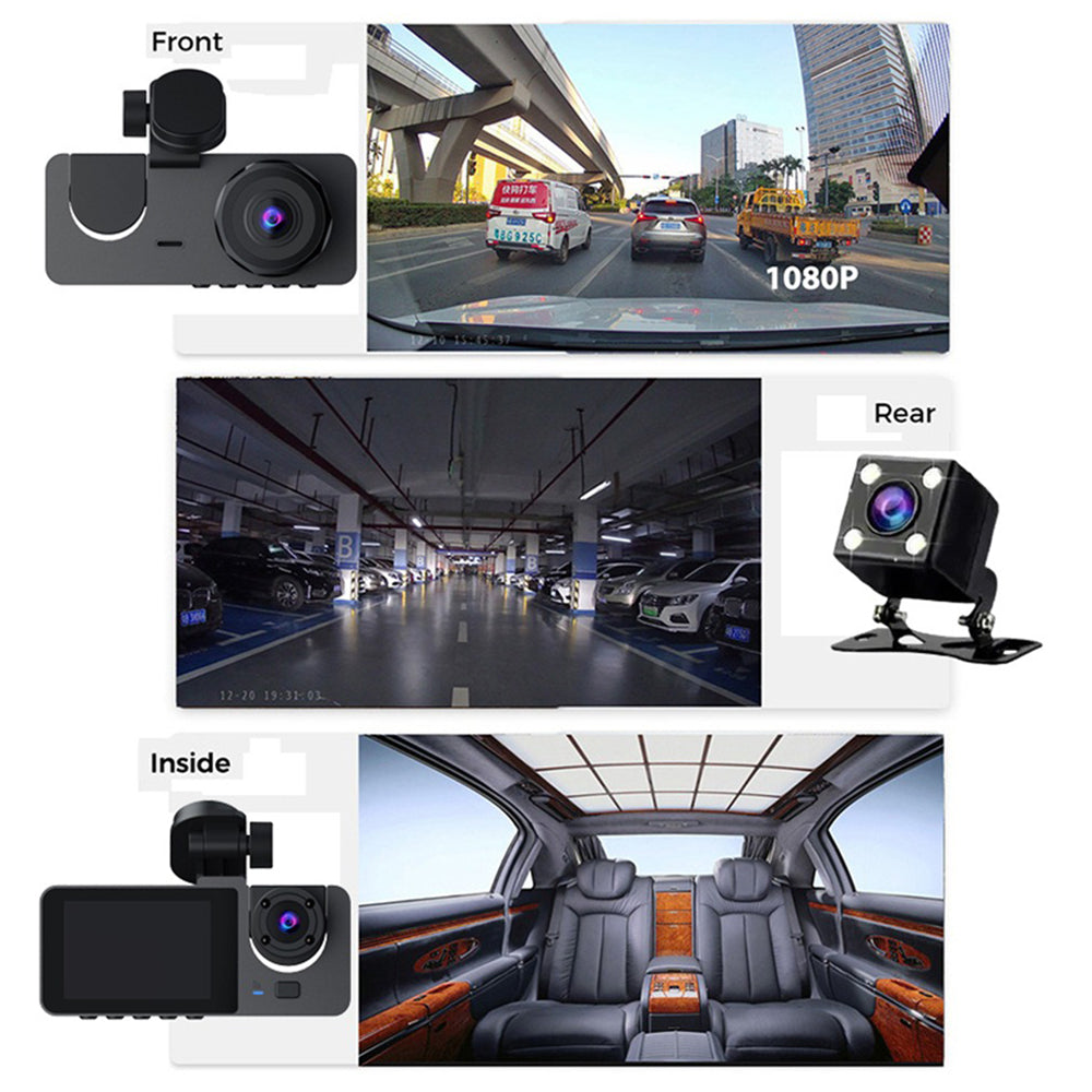 3 Channel Car DVR HD 1080P Vehicle Dash Cam Three Way Camera DVRs Recorder with 32 GB Card V462-TA-103-01