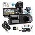 WIFI 3 Channels Dash Cam 1080P Full HD Car Dashcam with Hardwire Kit and 32GB Card V462-TA-104-01