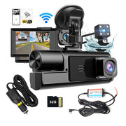 WIFI 3 Channels Dash Cam 1080P Full HD Car Dashcam with Hardwire Kit and 32GB Card V462-TA-104-01