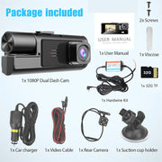 WIFI 3 Channels Dash Cam 1080P Full HD Car Dashcam with Hardwire Kit and 32GB Card V462-TA-104-01