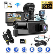 WIFI 3 Channels Dash Cam 1080P Full HD Car Dashcam with Hardwire Kit and 32GB Card V462-TA-104-01