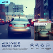 Front and Rear Triple Lens Dash Cam 1080P HD 4-inch touch screen wide-angle lens V462-TA-105-01