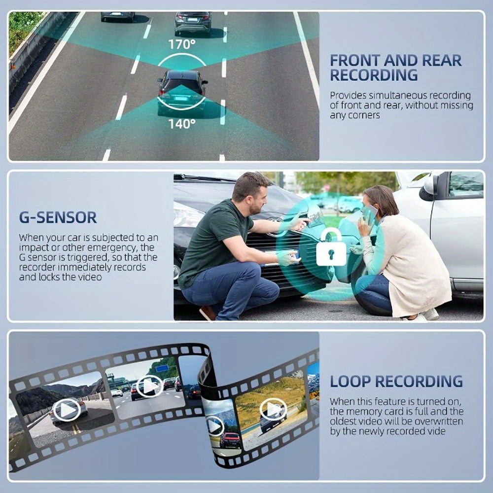 4K Front and Rear Dual Dash Cam WiFi GPS Car Camera with 64GB SD Card V462-TA-106-01
