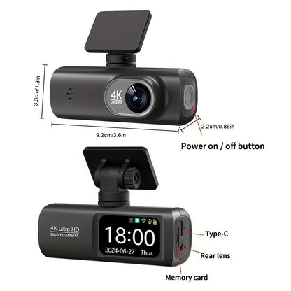 4K Front and Rear Dual Dash Cam WiFi GPS Car Camera with 64GB SD Card V462-TA-106-01