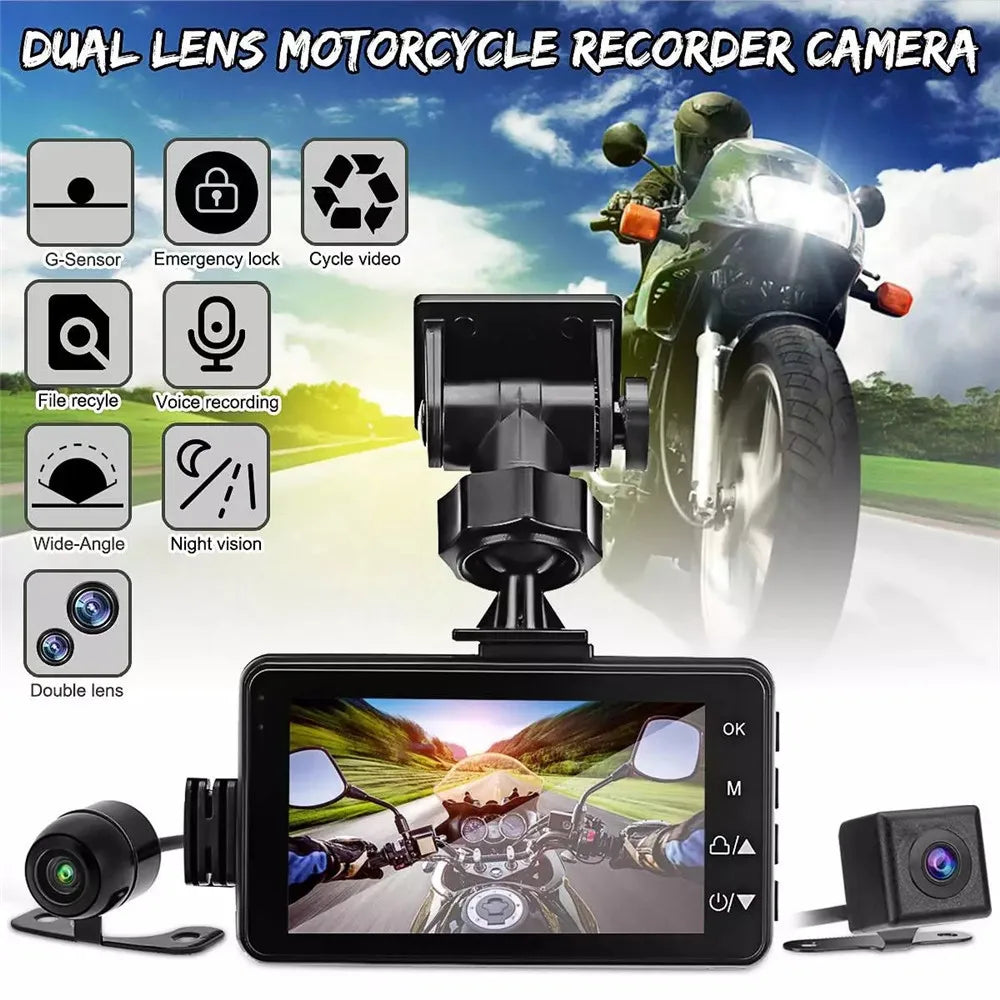 3inch LCD HD Dual Camera Motorcycle DVR Video Driving Recorder With 32G Card V462-TA-107-01