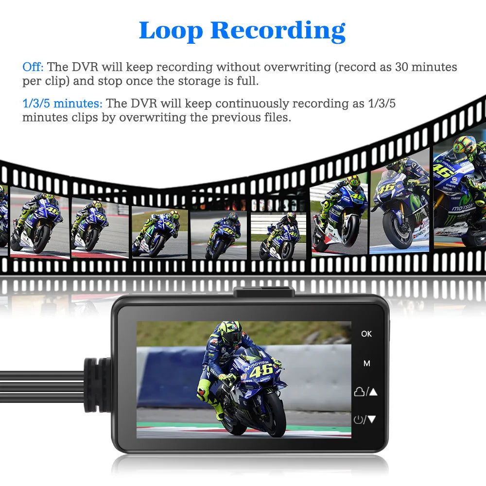 3inch LCD HD Dual Camera Motorcycle DVR Video Driving Recorder With 32G Card V462-TA-107-01