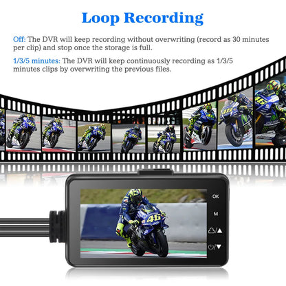 3inch LCD HD Dual Camera Motorcycle DVR Video Driving Recorder With 32G Card V462-TA-107-01
