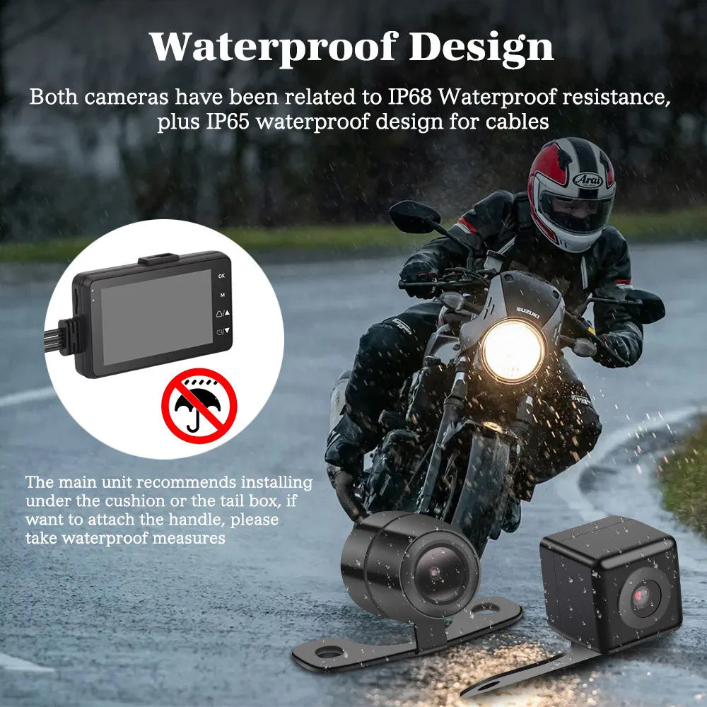 3inch LCD HD Dual Camera Motorcycle DVR Video Driving Recorder With 32G Card V462-TA-107-01