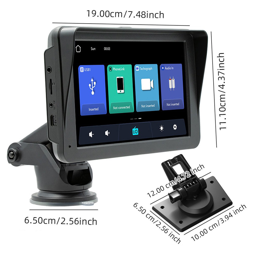 7" IPS HD Touch Screen Apple Android Carplay with Dual Dashcam 64G Card V462-TA-111-01
