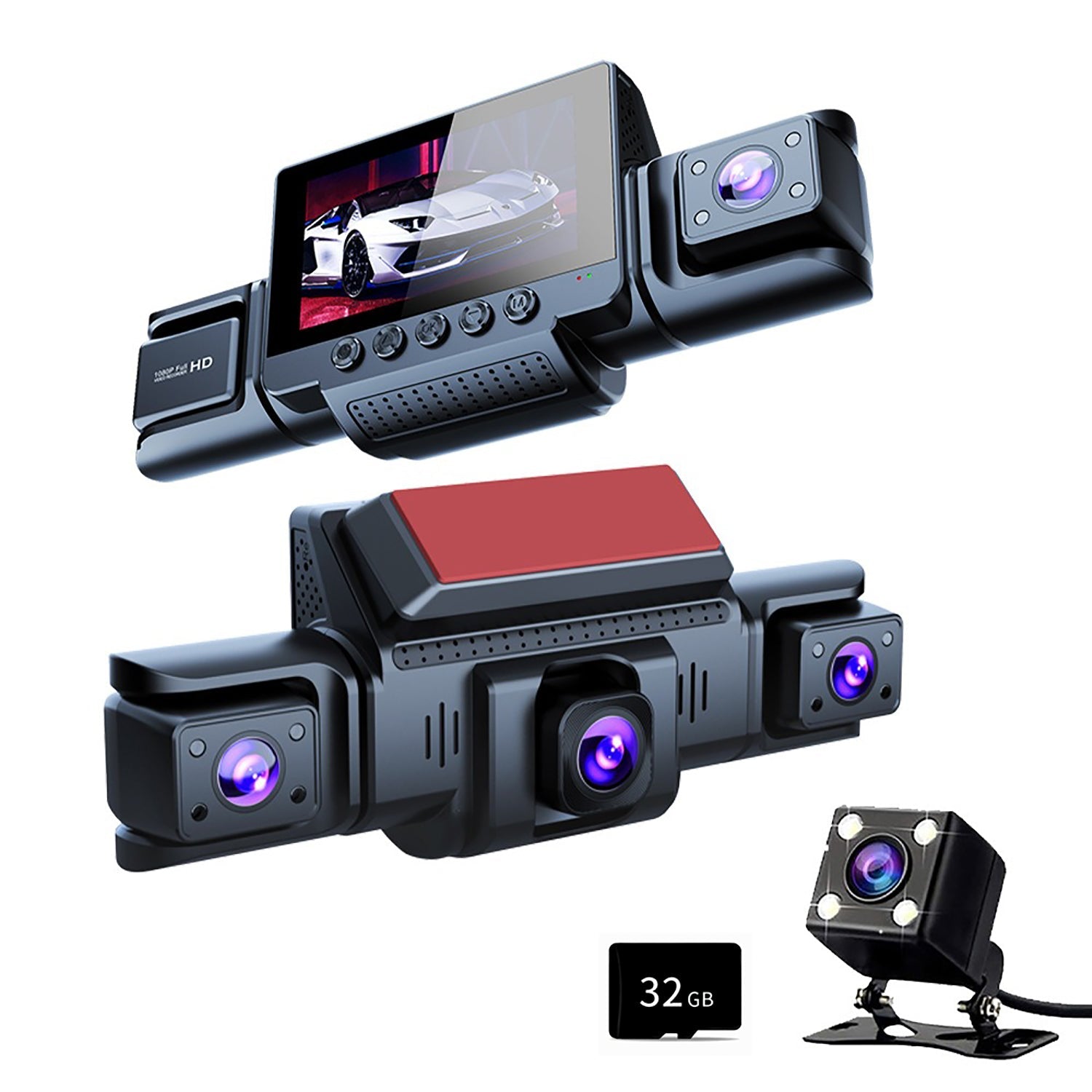 4-Channel 360 degrees Panoramic 1080P HD Dash Cam Comes With 32GB TF Card V462-TA-114-01